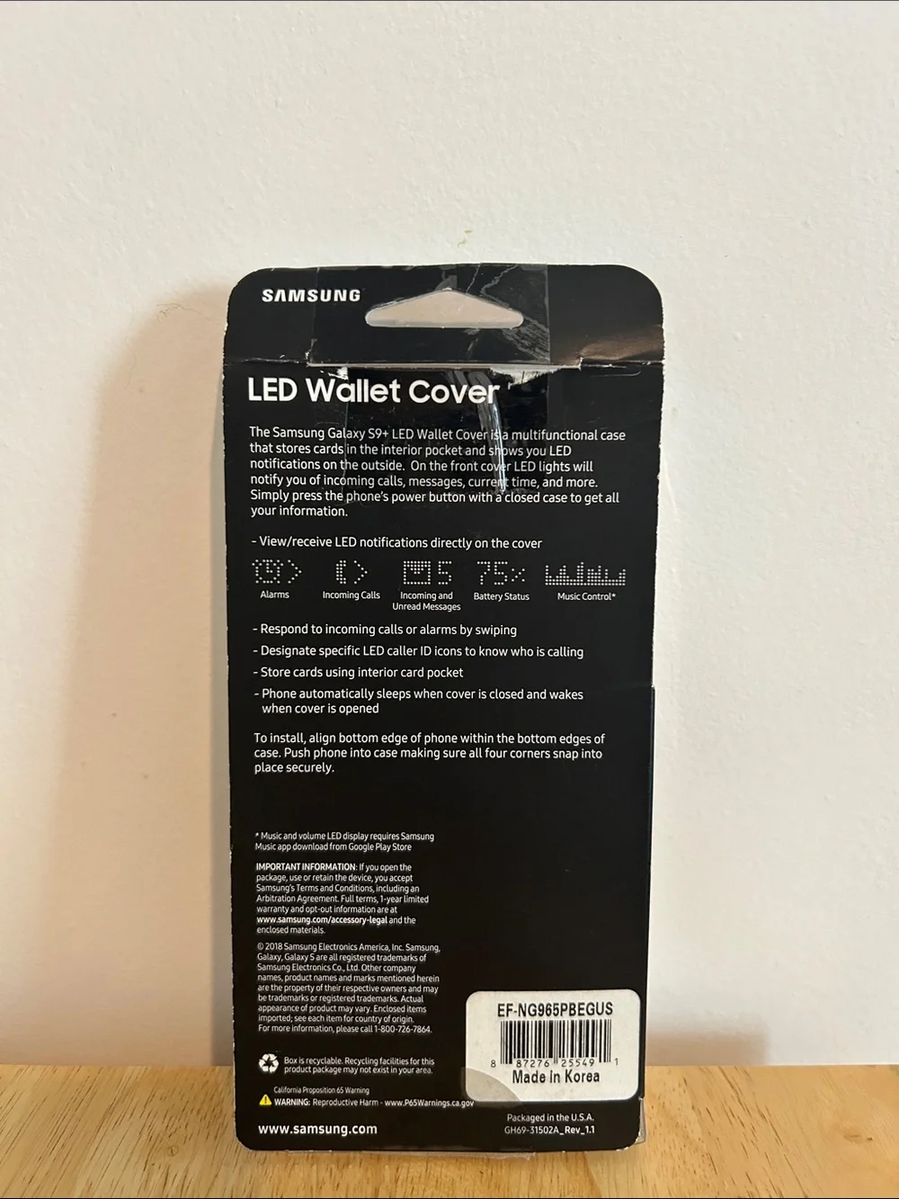 Samsung LED Wallet Cover for Galaxy S9+ in Black